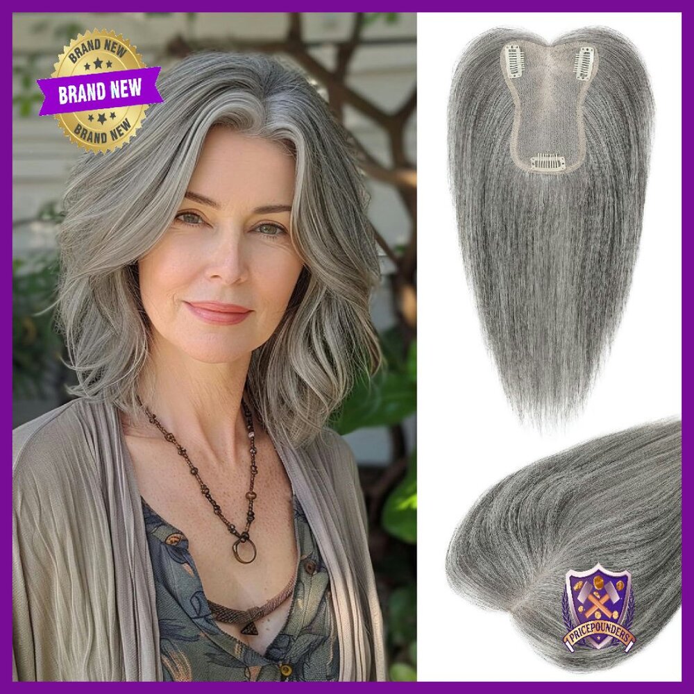 10 Inch Human Hair Topper For Thinning Hair, 5x3.5 Silk Base, Clip-In
